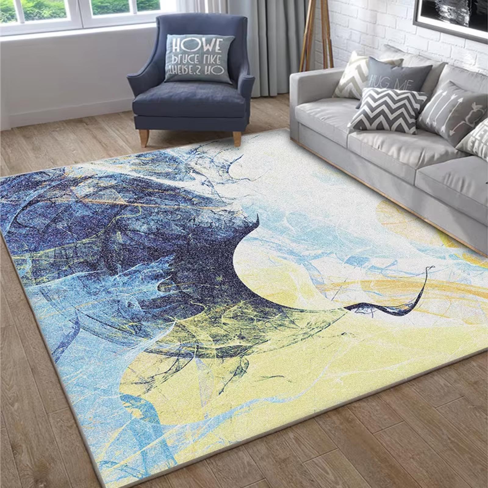 Tapis abstrait pour chambre à coucher 160x200cm ultra doux et lavable