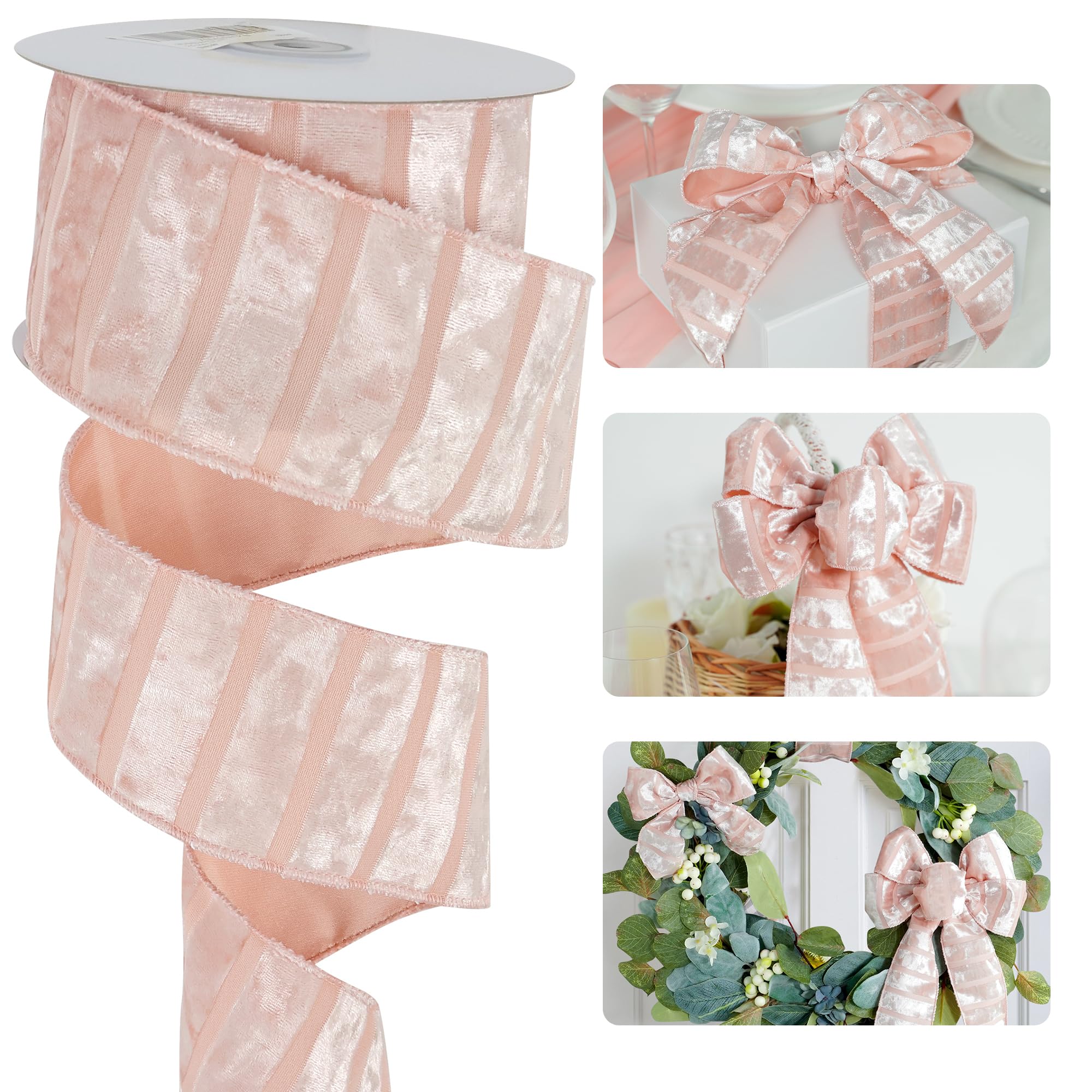 Amazon.com: HUIHUANG Pink Wired Ribbon 2.5 inch Baby Pink
