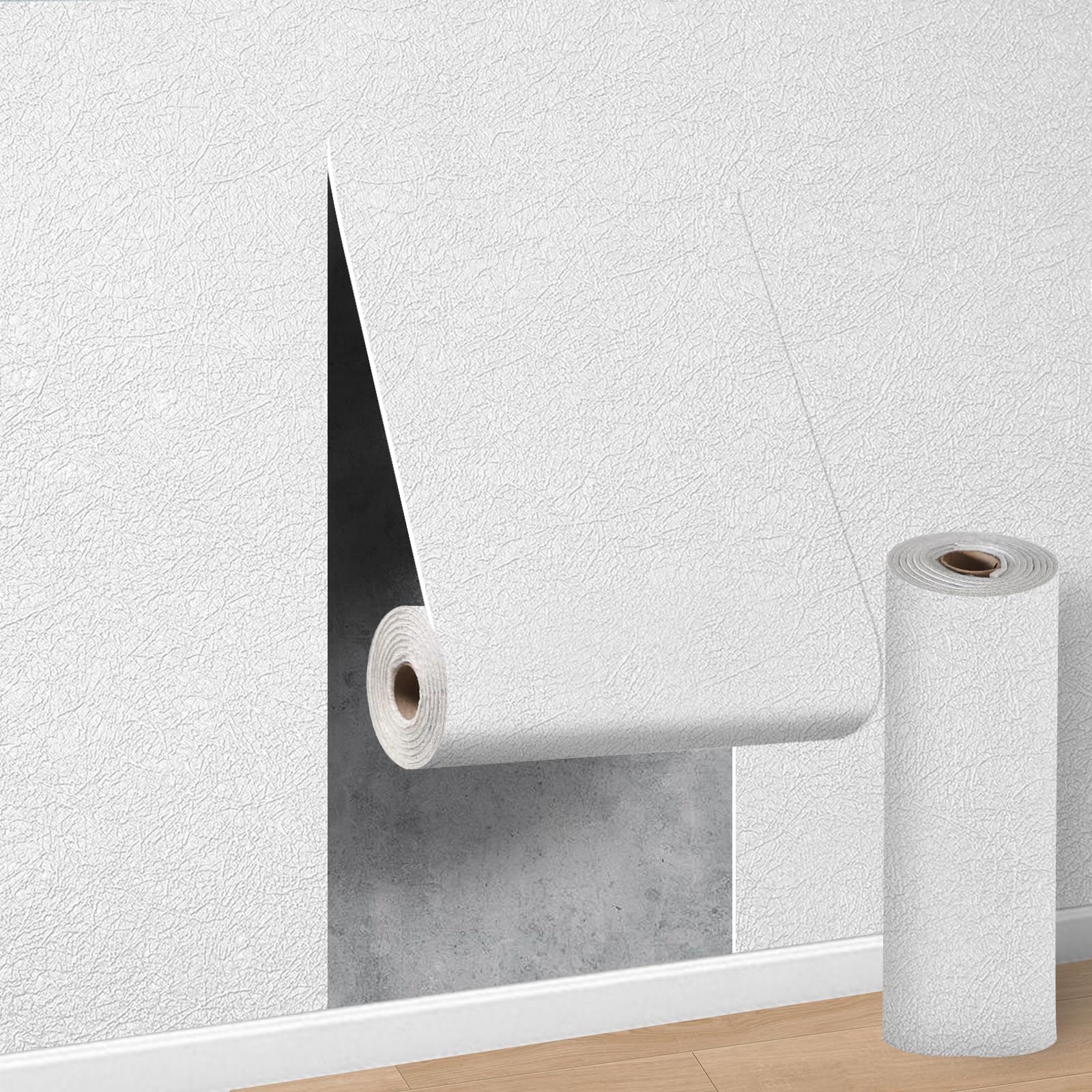 White Self Adhesive Thermal Wallpaper,Peel and Stick Wall Panels 50 x 280cm=15 sq.ft,3mm Thick Waterproof Insulating Wall paper for Kitchen,Living Room,Bedroom,Thermal Wallpaper for Cold Walls