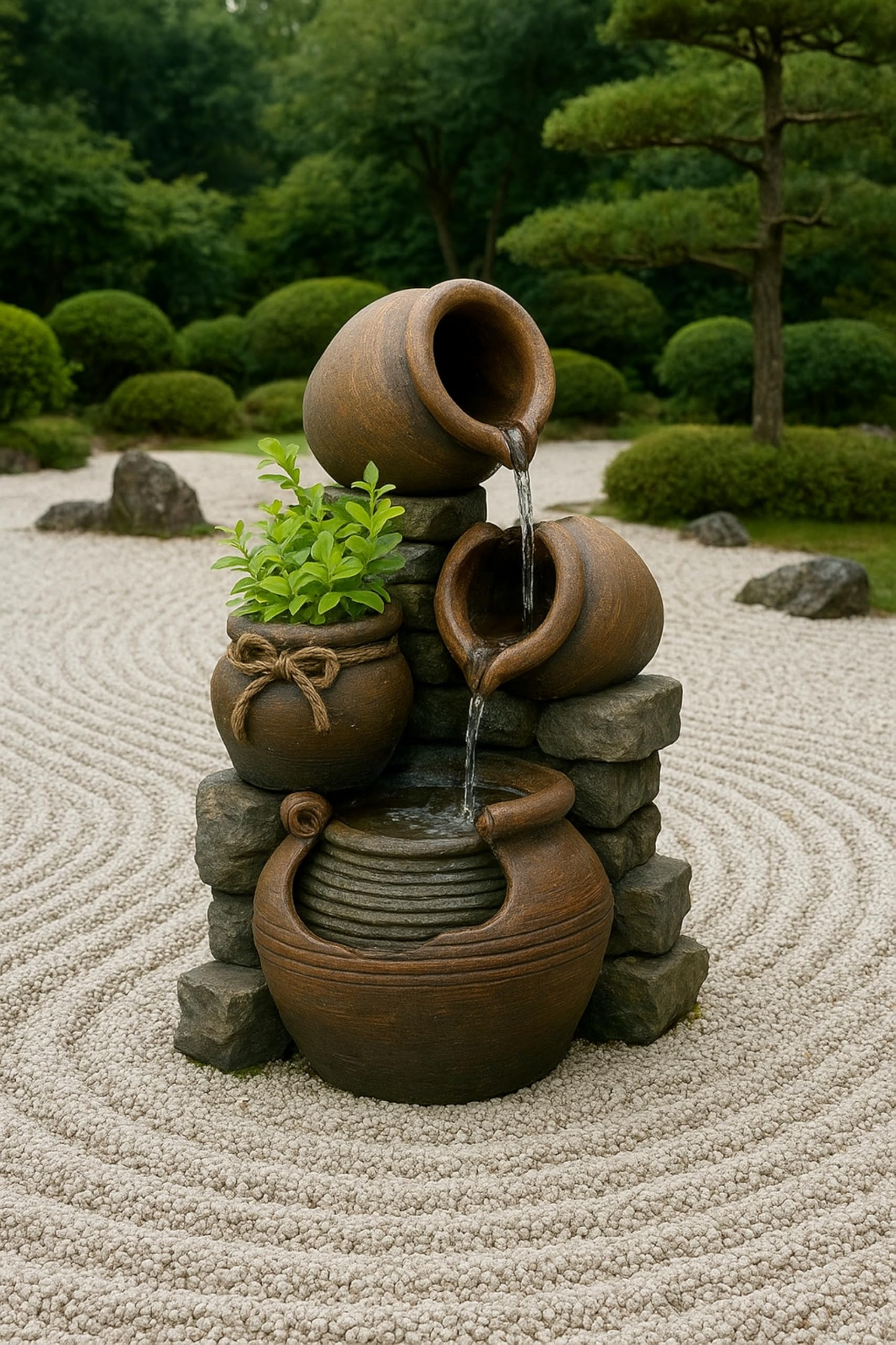 Multi fontana all'aperto dei vasi con il vaso di fiori