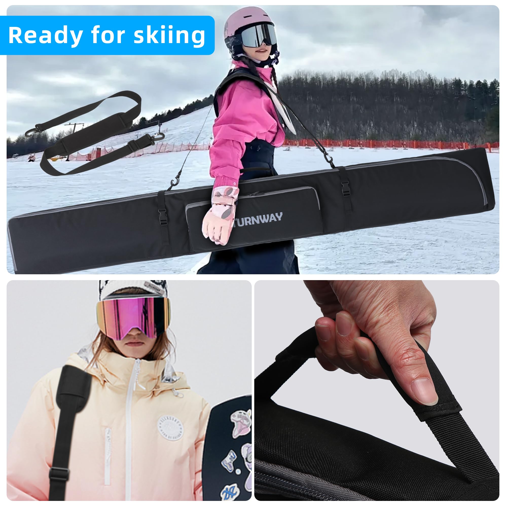 Padded Ski Bag Snowboard Bag TurnWay With Wheels For Air Travel