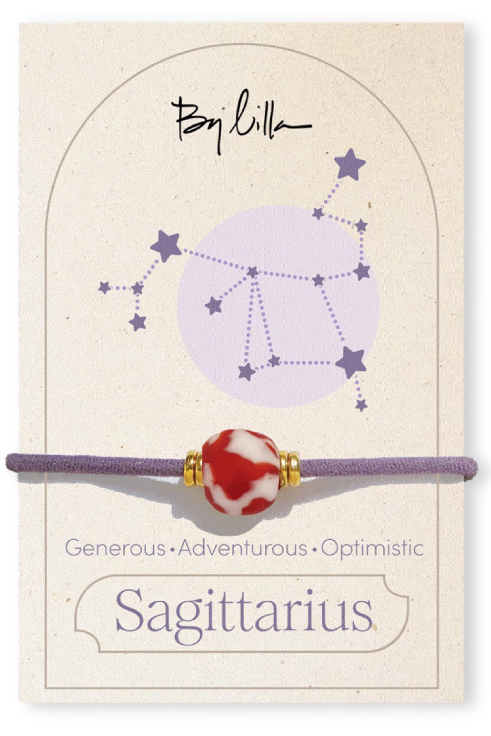 By Lilla Zodiac Bracelet Hair Ties for Women – Handmade No-Damage Hair Tie Bracelet – Boho Element Inspired Jewelry with Luxury Elastic, Gold & Silver