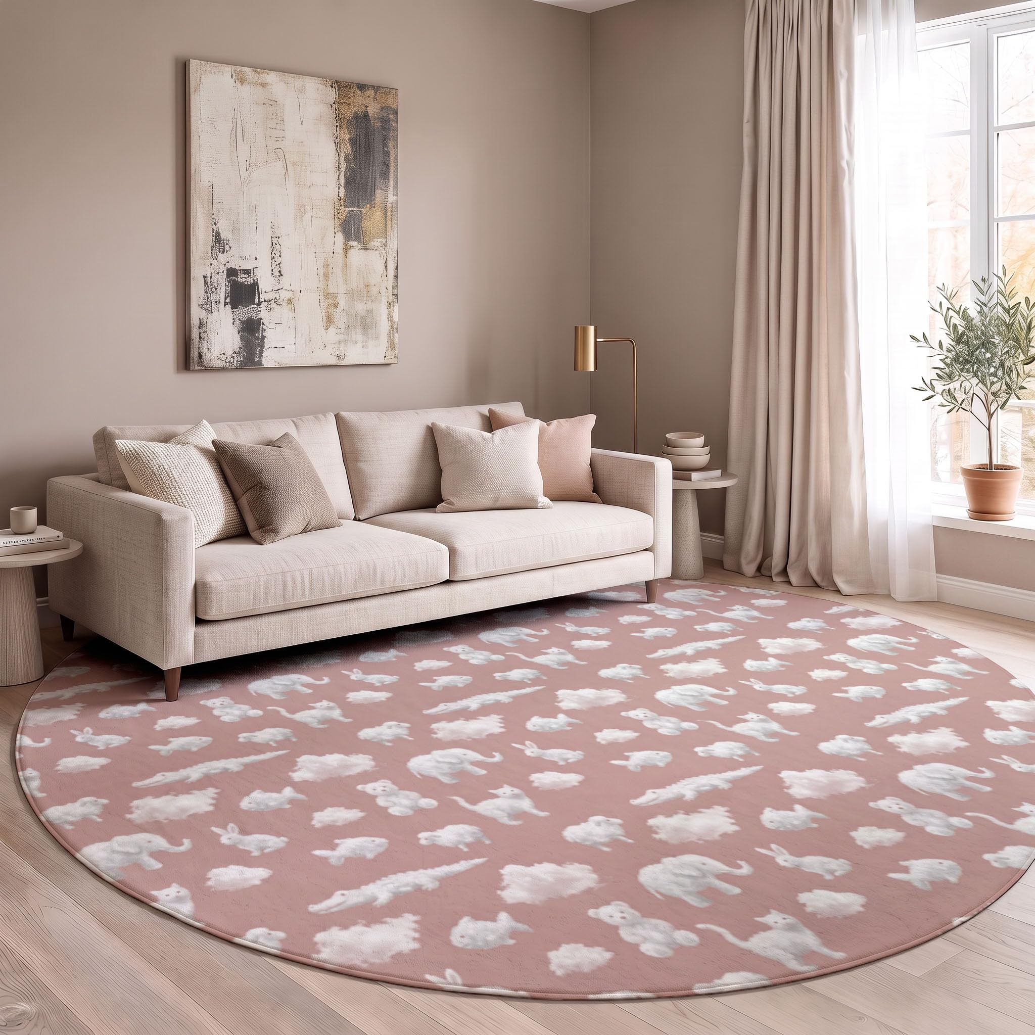 Tapis Animaux De Dessin Animé Mignons Rond 160cm