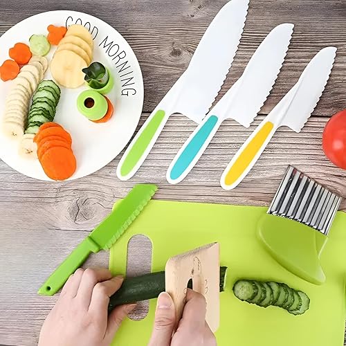 Miniatura 6 de Safeslice - Juego de cocina seguro para niños, herramientas de cocina Montessori para niños pequeños, juegos de cuchillos seguros para niños