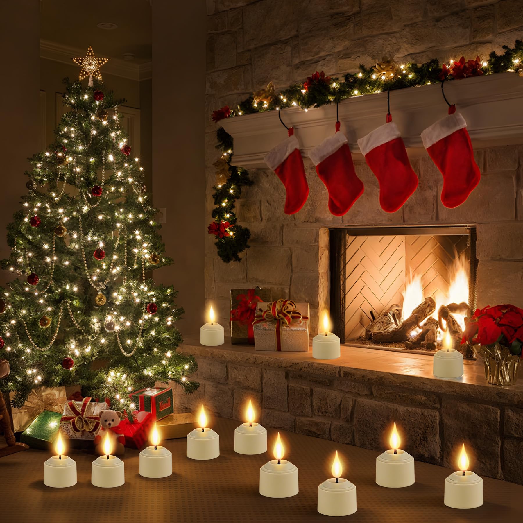Broyal 12 Pezzi Candele LED Ricaricabili Tea Light con Telecomando,Candele a Led Piccole,Candele Senza Fiamma Per Halloween Natale Decorazioni Casa
