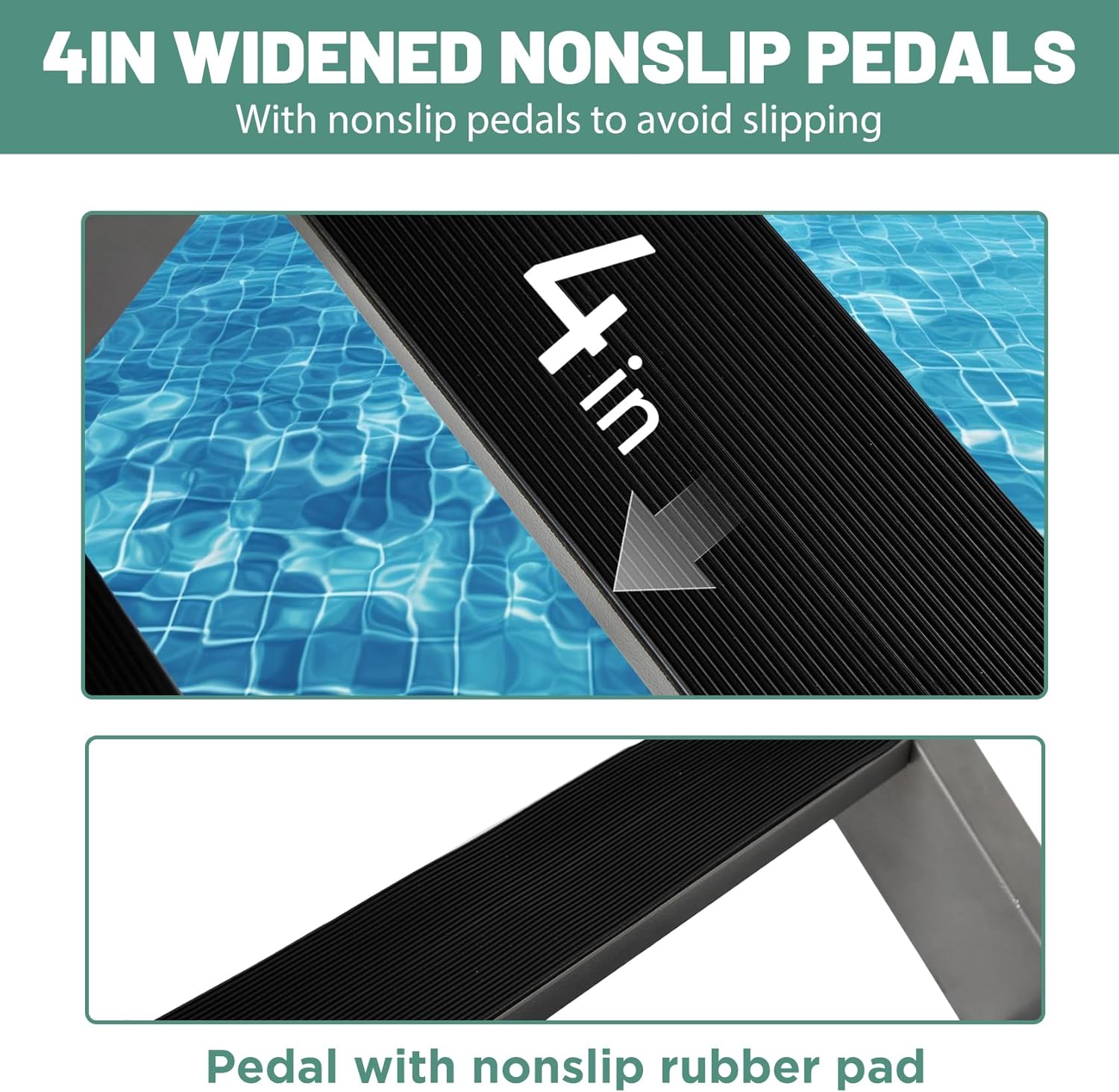 500lbs 6 Steps Dock Ladder with Wide Step & Nonslip Tread Adjustable Height Aluminum Docks Stairs with 2 Handrails for Lake Swimming Pool Marine Boarding