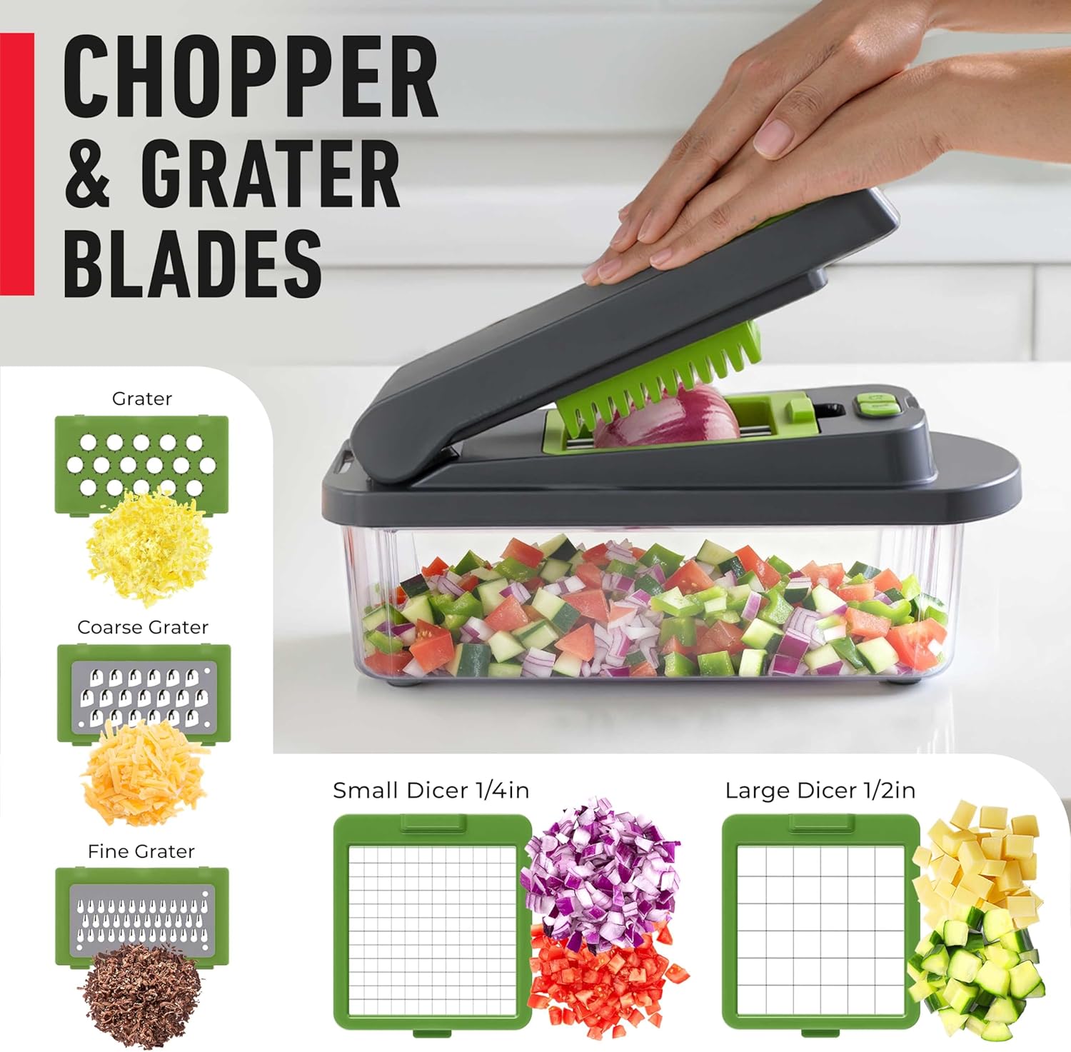 Mueller Pro-Series Chopper with various grater and dicer blades