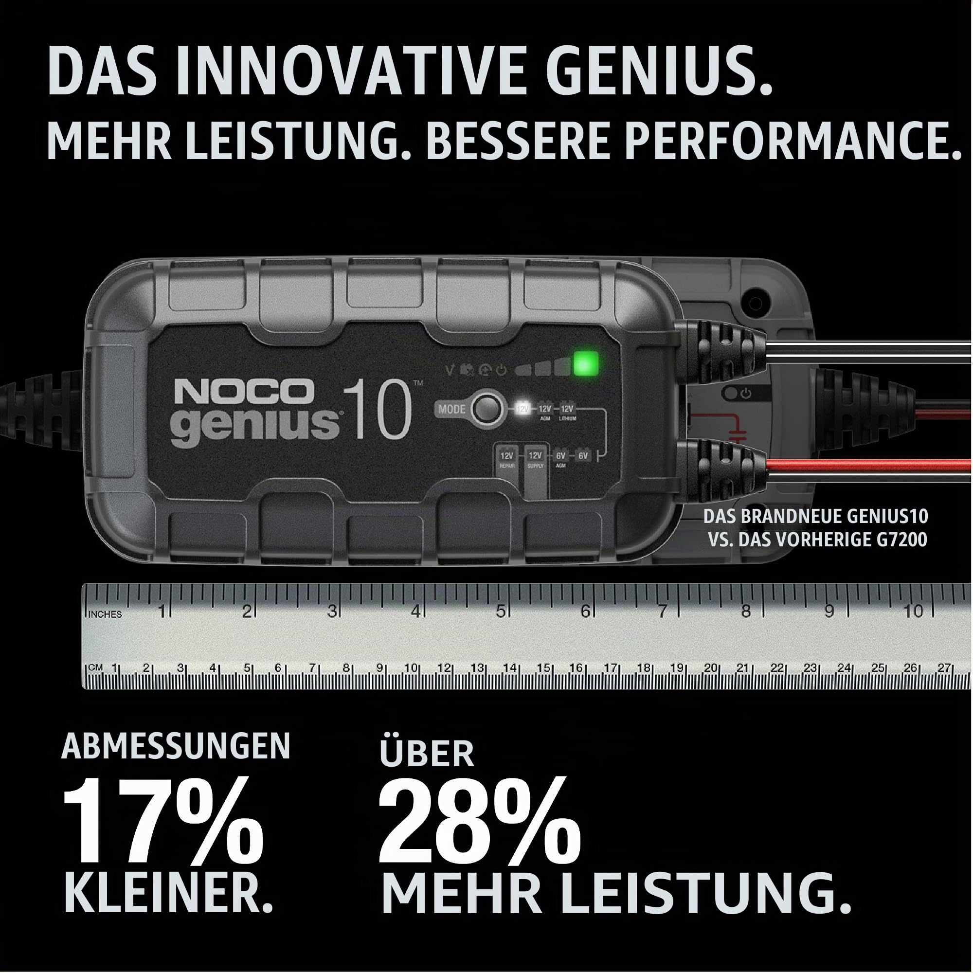 NOCO GENIUS10EU, 10A Autobatterie Ladegerät, 6V und 12V Batterieladegerät & GC040 Universelle Eva-Schutzhülle für GENIUS1, GENIUS2, GENIUS5 und GENIUS10 Smart-Batterieladegeräte.