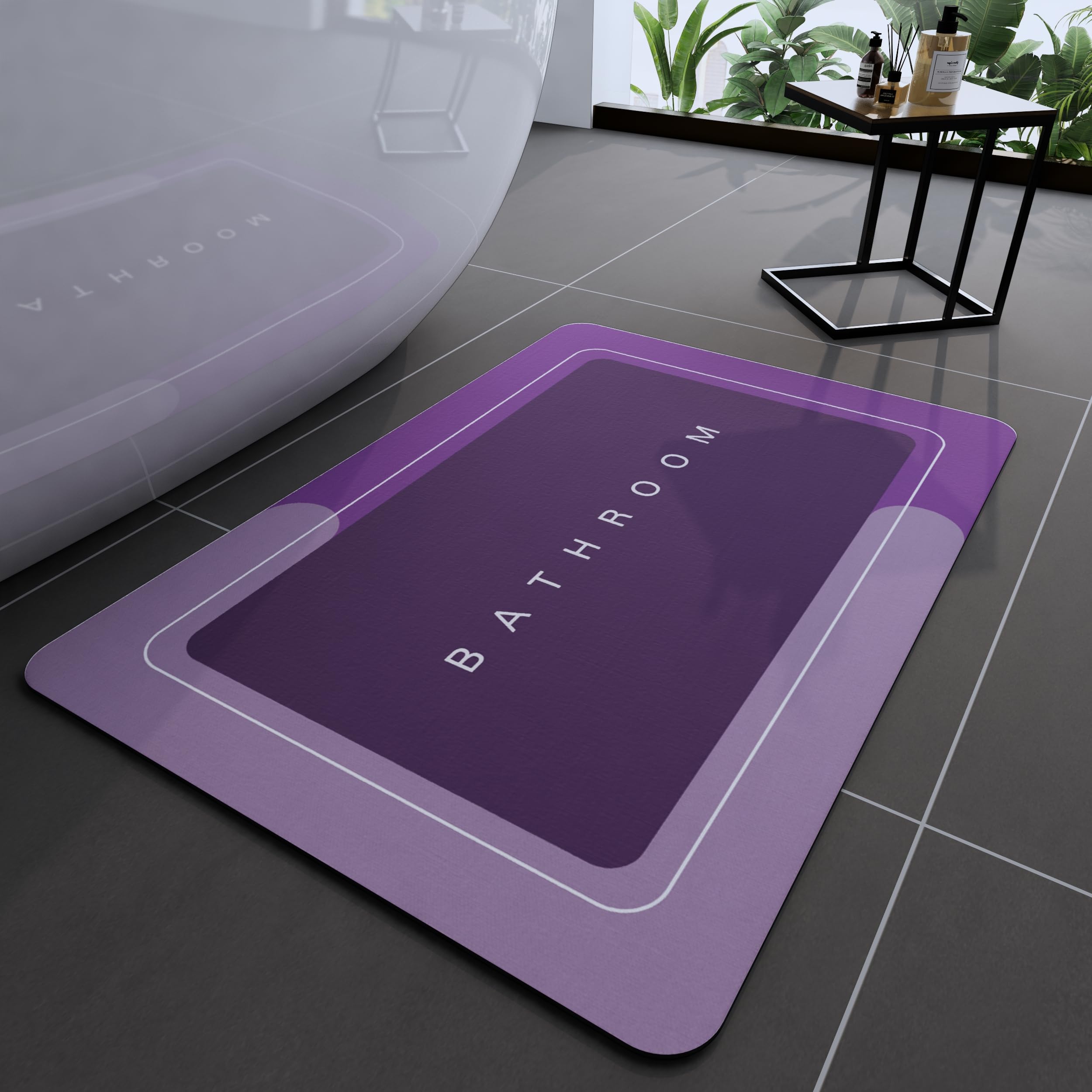 Deparnit Bath Mat, Bathroom Mat Rugs Super Absorbent Shower Mats Non Slip Quick Dry Thin Rubber Mats for Bathroom Floor Fit Under Door, Shower Rug for