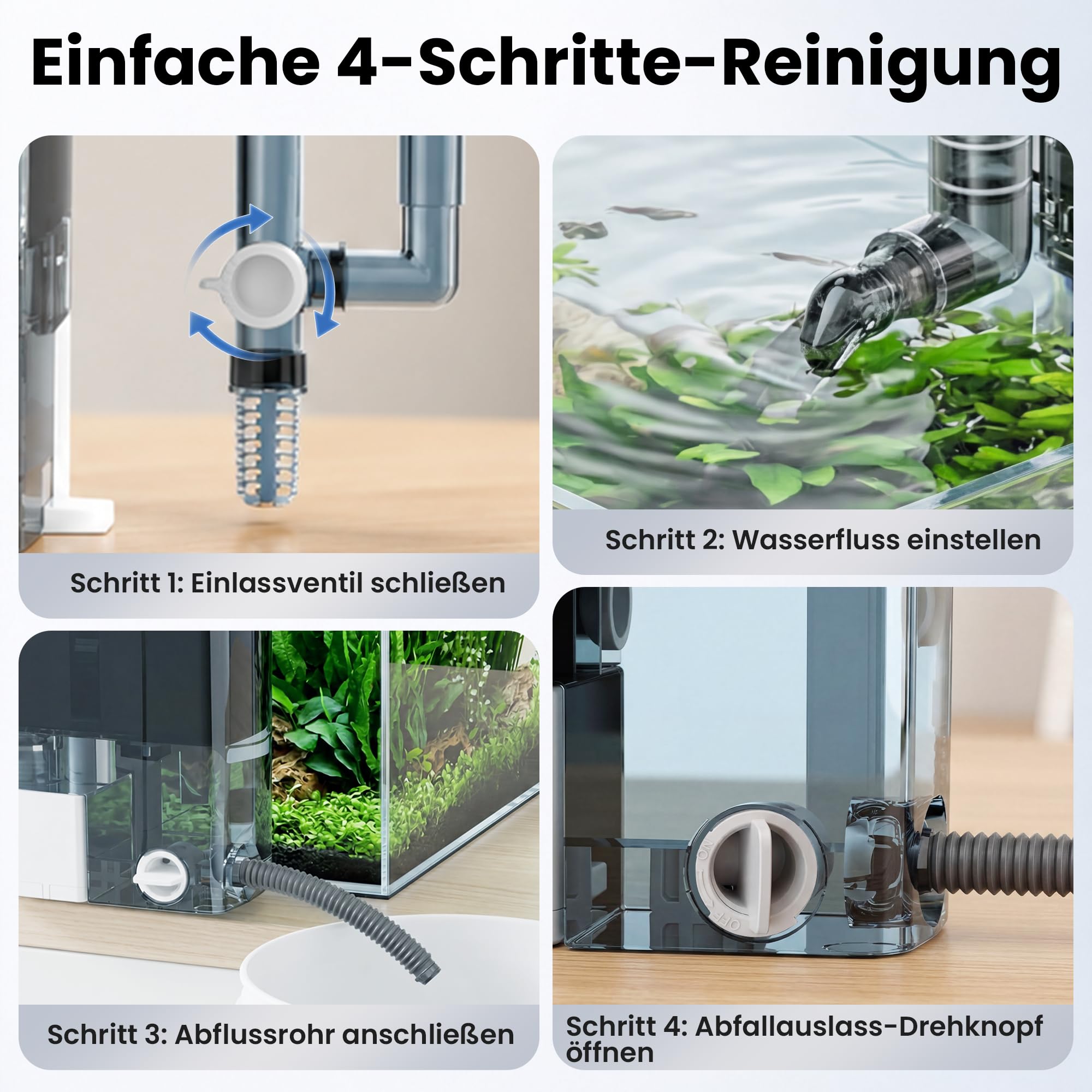 Filtre D’Aquarium Suspendu 500 L/H pour Aquariums De 38 à 76 litres | Filtre D’aquarium à Débit Réglable Avec Skimmer De Surface, Filtration En 3 étapes, Système Anti-Colmatage