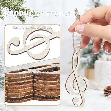 10pcs Musical Notes Wood Cutouts, Unfinished Music Symbols Shaped Wooden Slice Embellishments Wooden Cutouts Wood Discs Slices for Home DIY Projects Craft Decor