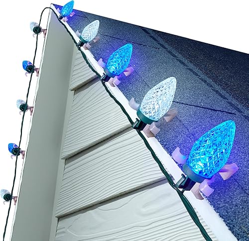 Miniatura 9 de C9 - Tira de luces LED de Navidad de 68 pies, 100 LED con clips todo en uno, luces de techo de fresa, impermeables, de grado comercial, extensibles