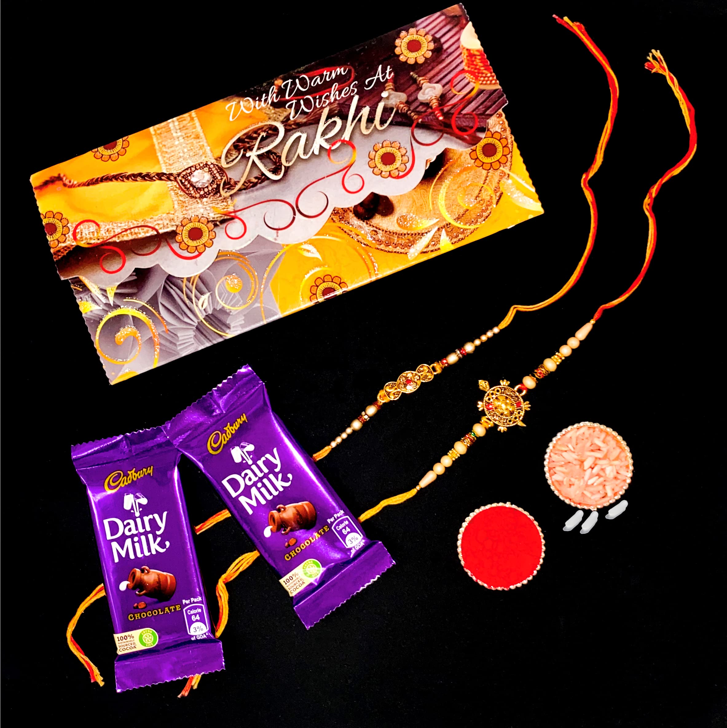 Almoda Creations Rakhi Combo Set for Brother With 2 Antique Rakhi, 2 Cadbury Chocolate, Roli Moli, Rakhi Greeting Card & Rakhi Gift Box (B0B6BNDB6F) Amazon Price History, Amazon Price Tracker