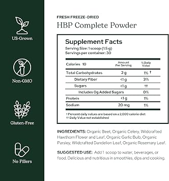Eclectic Herb - HBP Complete Powder | Circulation & Heart Health Supplement & Drink Mix | Hawthorn, Beets, Garlic, Celery Juice | Vegan, Non-GMO, Gluten Free (3.2 oz | 90 g)