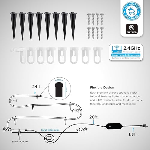 Miniatura 5 de Enbrighten Tira de luces LED inteligentes que cambian de color, tira de luz flexible para interiores y exteriores, color totalmente personalizable,