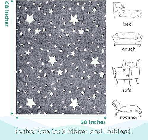 Miniatura 4 de Manta que brilla en la oscuridad de 50 x 60 pulgadas, regalos para niños y niños, manta de franela de microfibra de felpa suave para niños y adultos