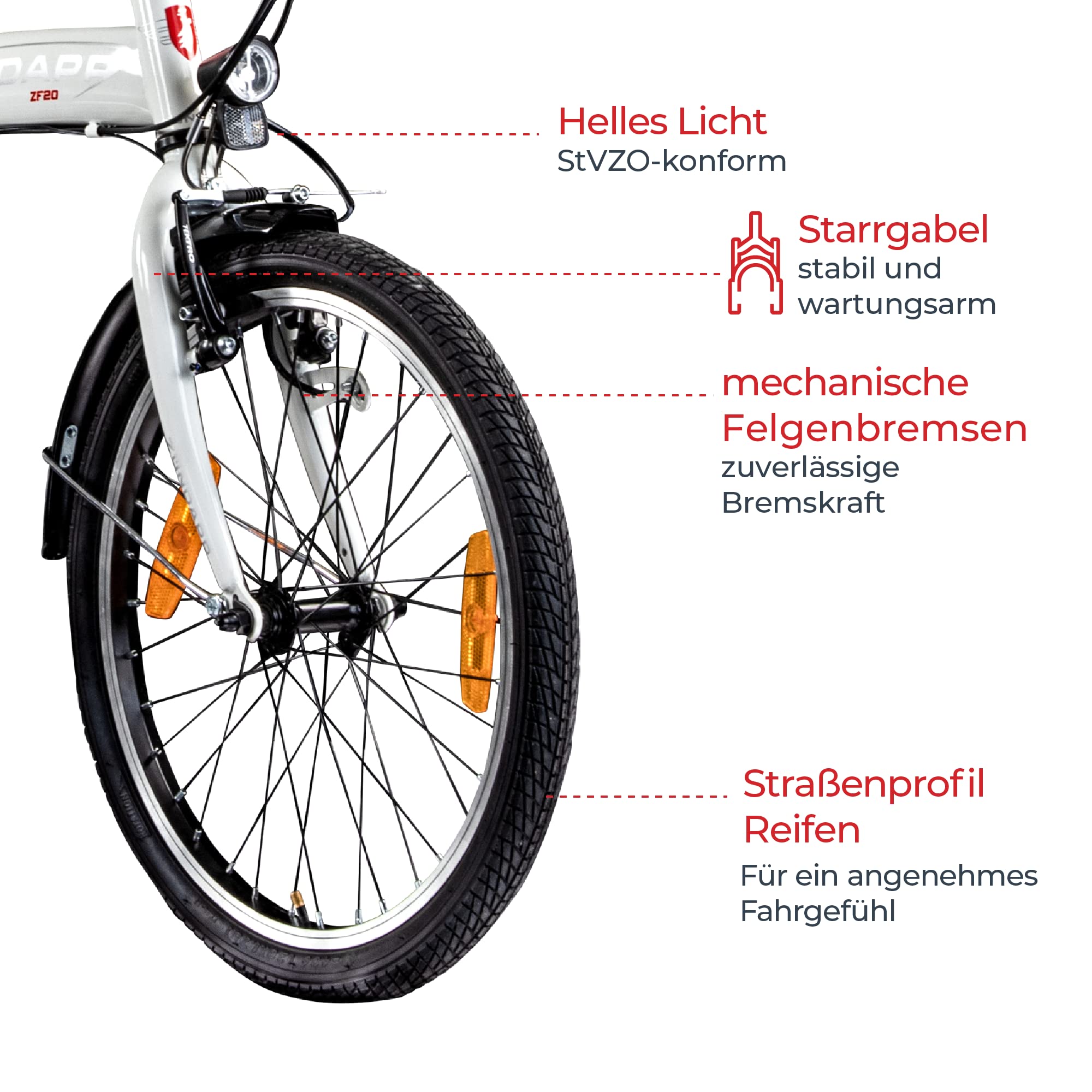 ZÜNDAPP Klappfahrrad 20 Zoll Faltrad ZF20 Speed Folder 20" Fahrrad Stadtrad mit StVZO Beleuchtung Klapprad mit Zubehör