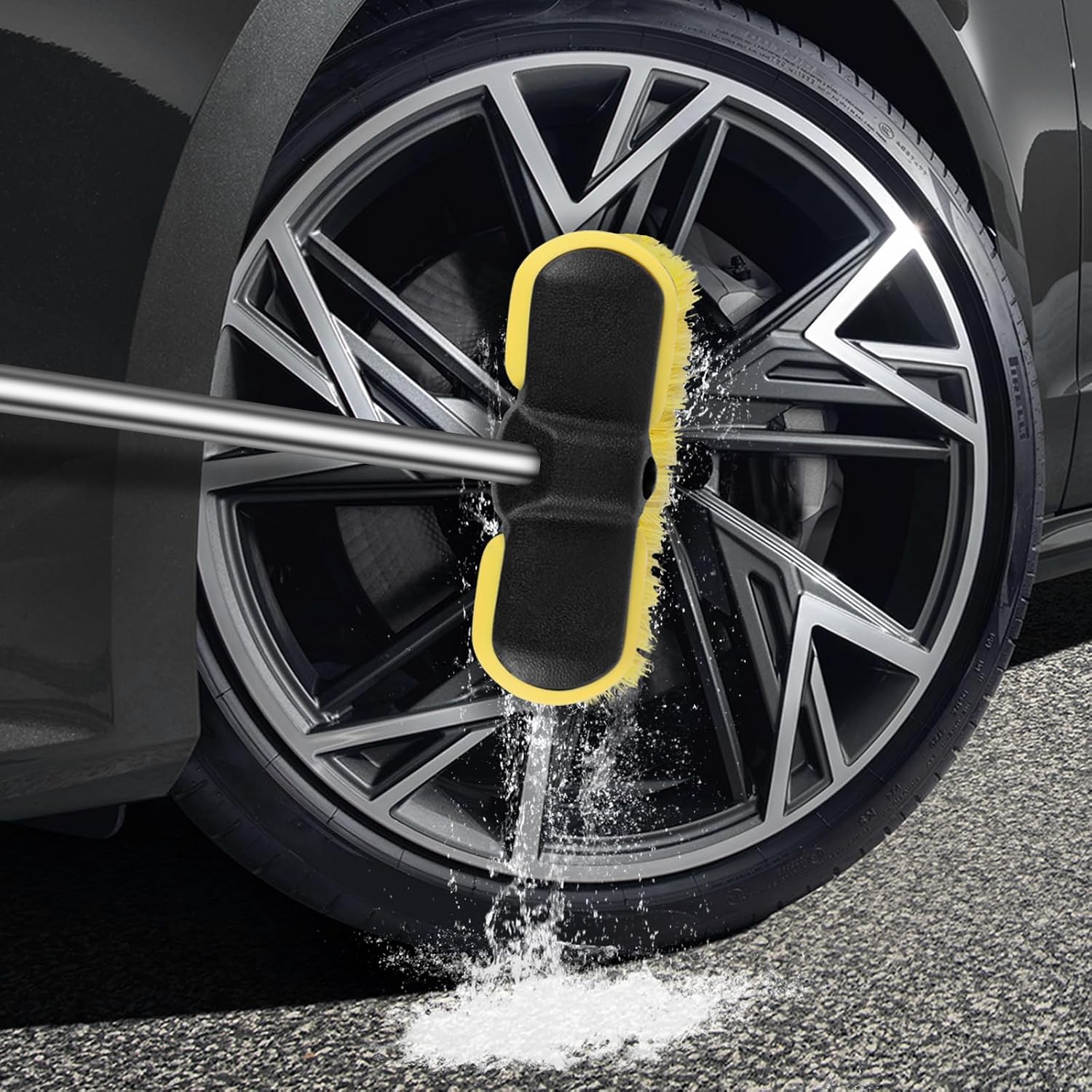 Car Wash Brush Head, 8'' Scrub Brush Attachment for Long Handle Extension Pole,Outdoor Broom and Scrubbing Brush for Cleaning Window, Wall, House Floor, Deck, Patio, Car (8in-4 Pack)