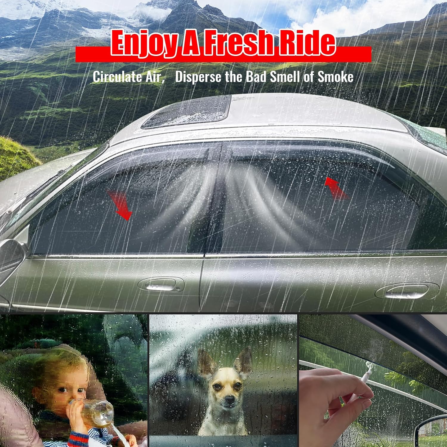 Window Visor Compatible with 1994-1997 Honda Accord 4 Door, Slim Style Acrylic Smoke Tinted & Semi-Transparent Sun Rain Wind Guards Shield Vent by IKON MOTORSPORTS, 1995 1996
