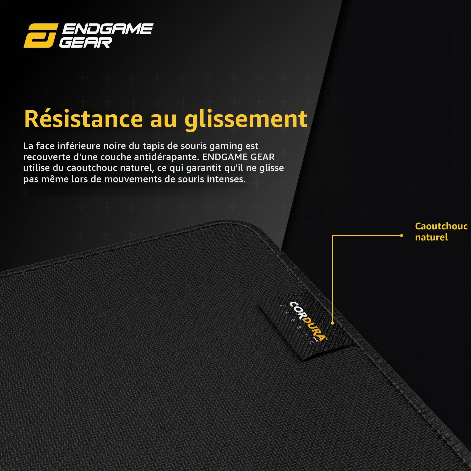 ENDGAME GEAR MPC890 Cordura® Tapis de Souris de Gaming pour Pc – XL - 89 x 45 cm - Tapis Ordinateur- sous-Main de Bureau - Tissu Cordura® - Base en Gomme - Antidérapant- Stealth Edition – Noir