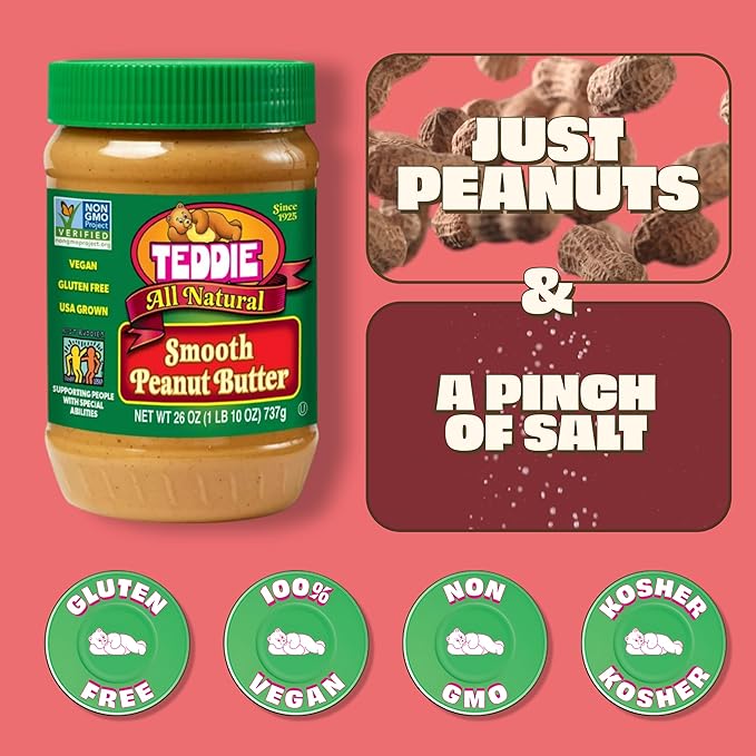 Mantequilla de Maní Natural Teddie, Suave, 26 Oz miniatura 3