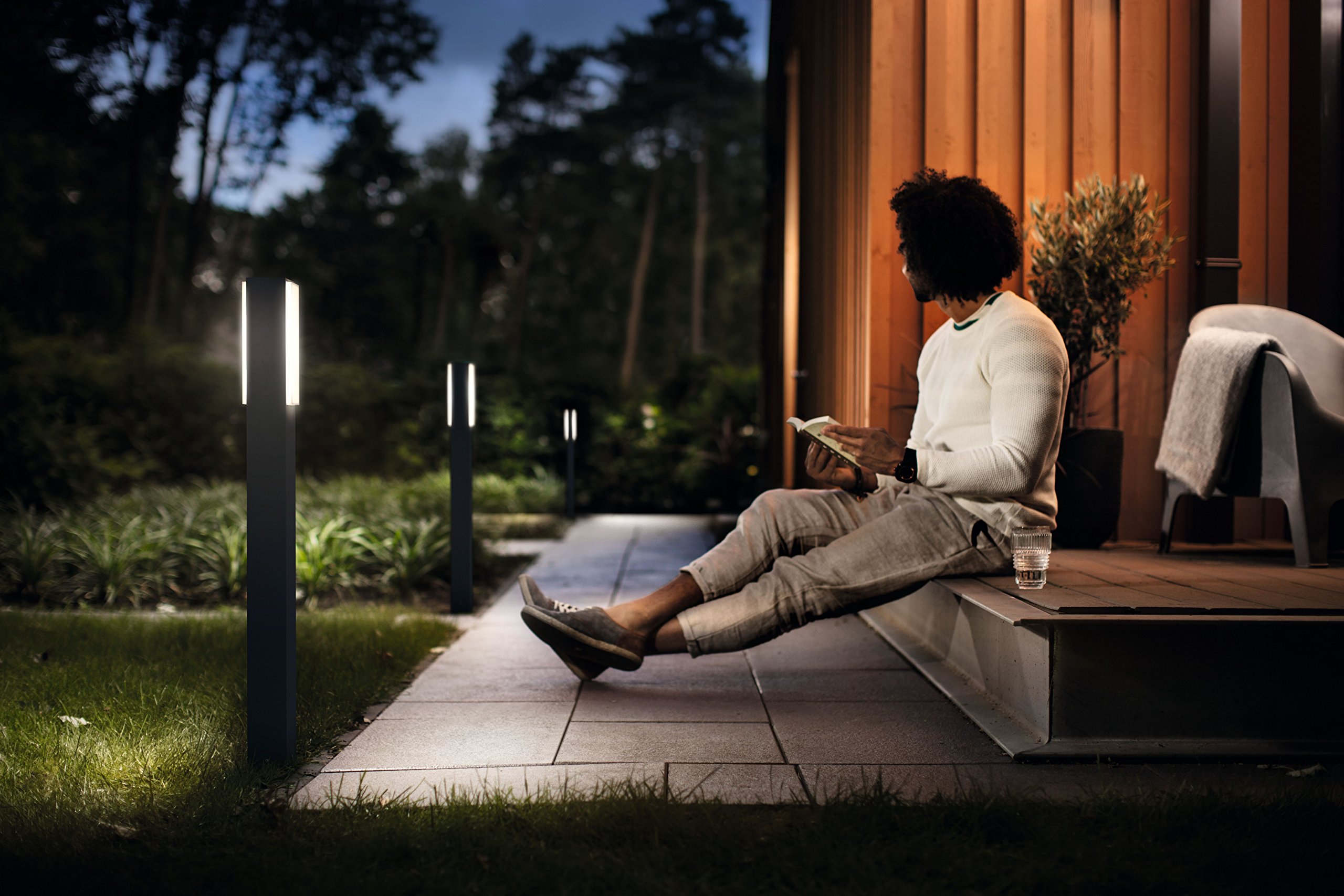 Philips myGarden 1648993P3 - Iluminación al aire libre (pedestal/poste, aluminio, IP44, para jardín o patio, clase de protección I), color antracita