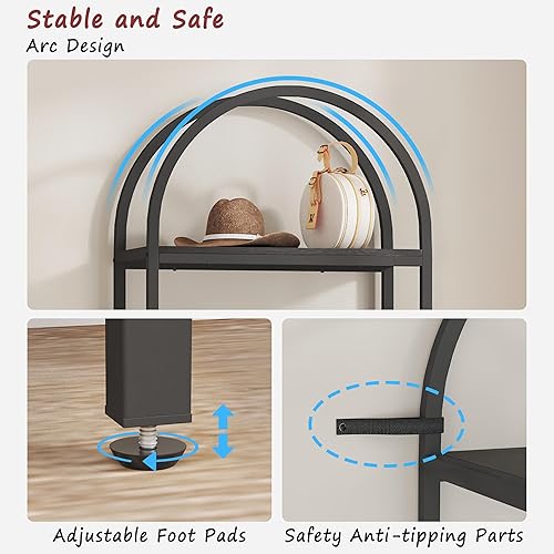 Miniatura 5 de Yusong - Estantería de 4 niveles con forma de arco, estantería abierta industrial de 181 cm de altura para sala de estar, moderna estantería de
