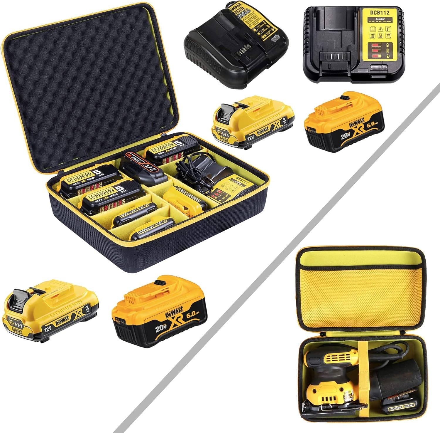 khanka Hard Storage Case Replacement for Dewalt 12v/20v/60v Max XR Battery and Charger/Dewalt 20V MAX XR Palm Sander Electric Sander Sheet, Variable Speed, 1/4-Inch, Orbital (DCW200B / DWE6411 / DWE6