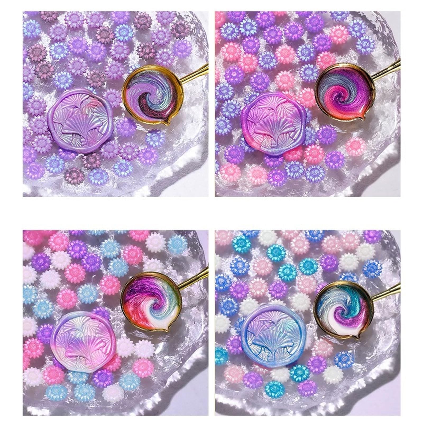 100 cuentas de sello de cera de flores coloridas para sello de cera, invitaciones de boda, manualidades