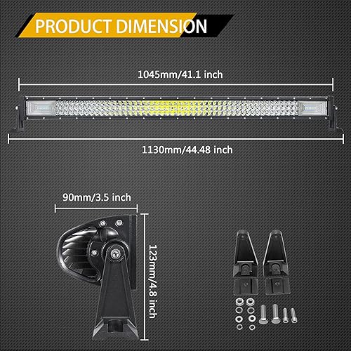 Miniatura 2 de AUXTINGS 42 pulgadas 540 W triple fila 7D LED barra de luz de trabajo Spot Flood Combo Beam DC 12V-24V 6000k vehículos todoterreno 4x4 ATV Utvs