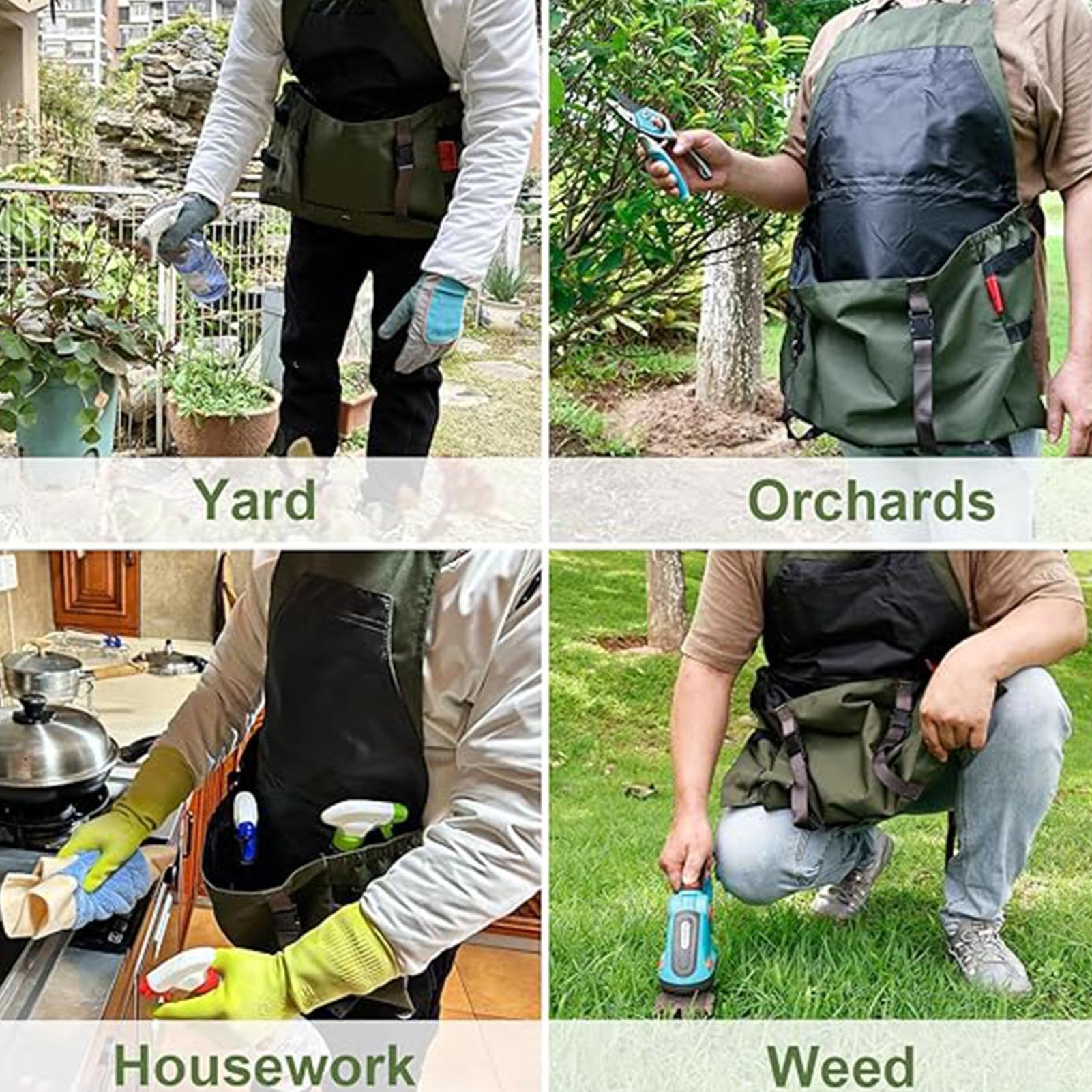 Generisch Delantal de cultivo, 600D Oxford, impermeable, resistente, delantal de cultivo, para hombre y mujer, jardinero, granja, recolección de frutas