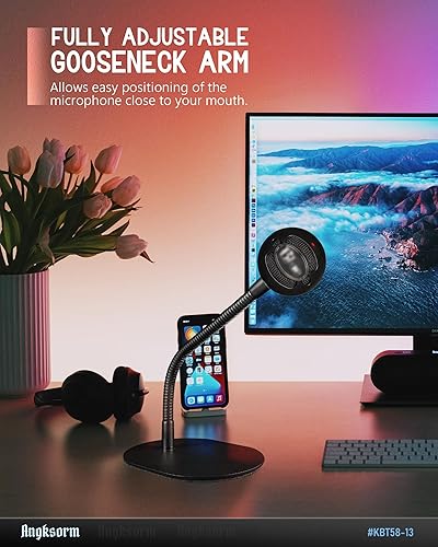 Miniatura 6 de KBT58-9 - Soporte de micrófono de escritorio de 9 pulgadas, soporte de micrófono de cuello de cisne flexible de alta resistencia con base de montaje