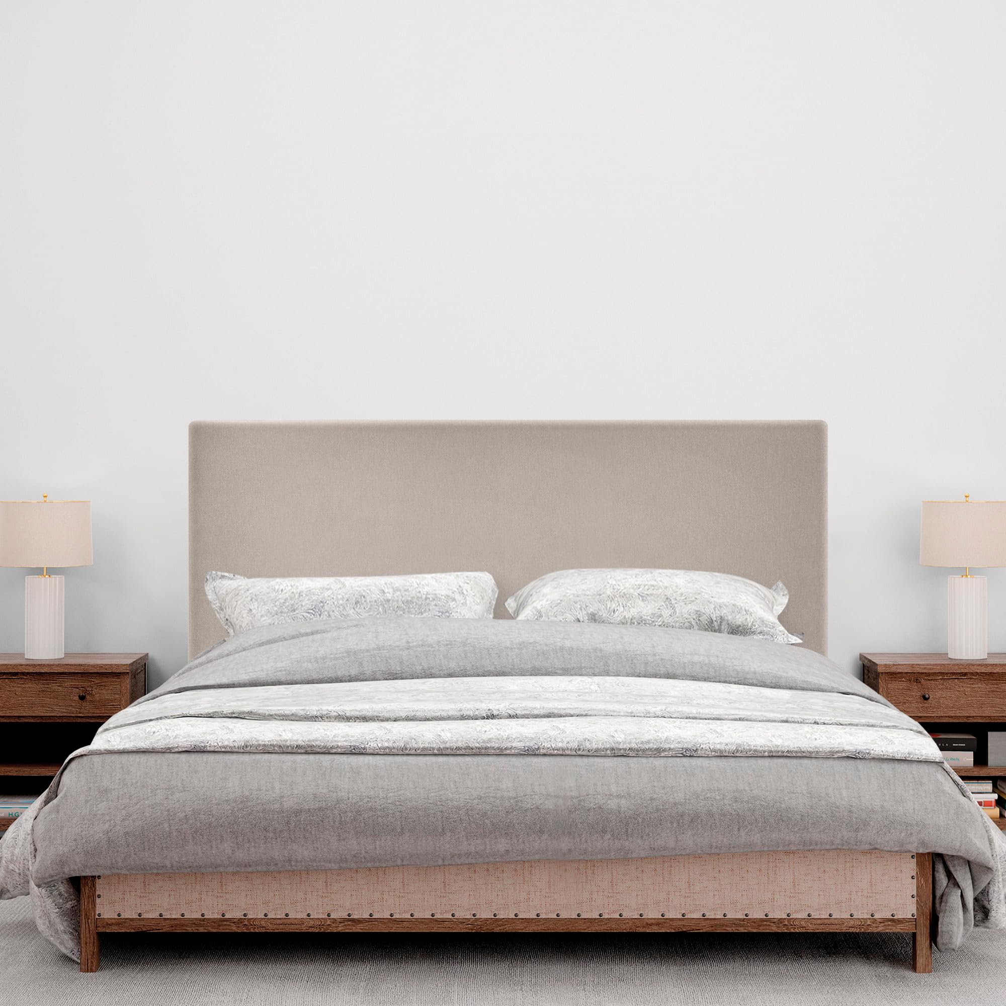 DHOME Testiera in Tessuto Liscia fino a Terra con Spessore di 8 cm Testiera Imbottita per Letto Camera da Letto Moderna Top Trend (Beige, 140cm)