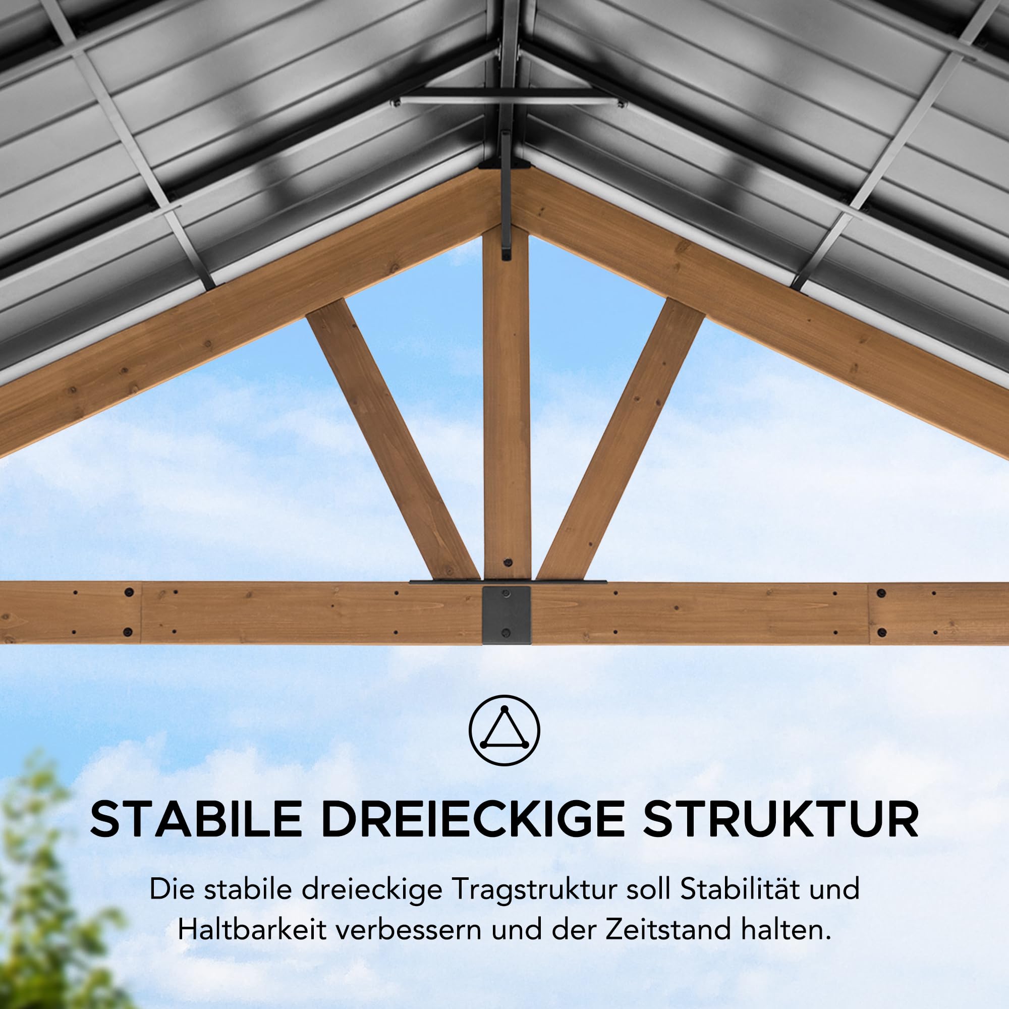 SUNJOY 4x3,36 m Holzpavillon aus Zedernholz wasserdicht, Wind- & schneefest, mit Satteldach aus Stahl, 14 cm starken Pfosten, robuster, dauerhafter Pavillon für Terrasse, Garten