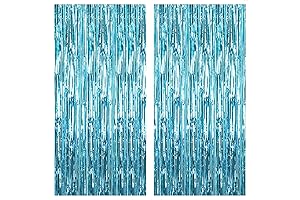 KatchOn Turquoise Backdrop Curtain | 8x3.2 Feet Blue Foil Fringe Backdrop for...