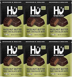 Hazelnut Butter Dark Chocolate Bites | 6 Pack | Natural Organic Vegan, Gluten Free, Paleo, Non GMO, Fair Trade Dark Chocolate