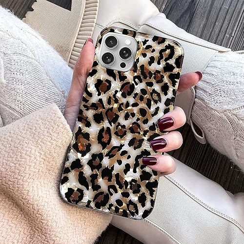 Miniatura 4 de J.west Funda compatible con iPhone 15 Pro de 6.1 pulgadas, funda de lujo translúcida translúcida con estampado de leopardo y guepardo, diseño