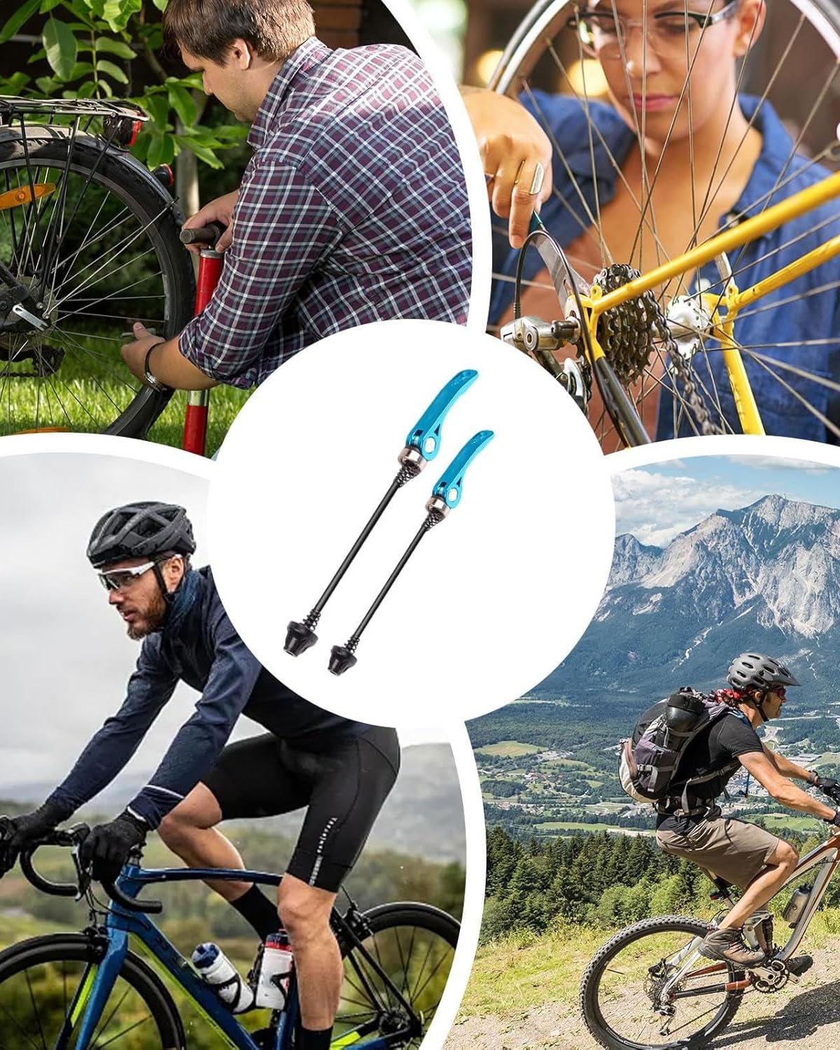 Set Sganci Rapidi in Lega per Bici Mozzo Ruota Anteriore e Posteriore