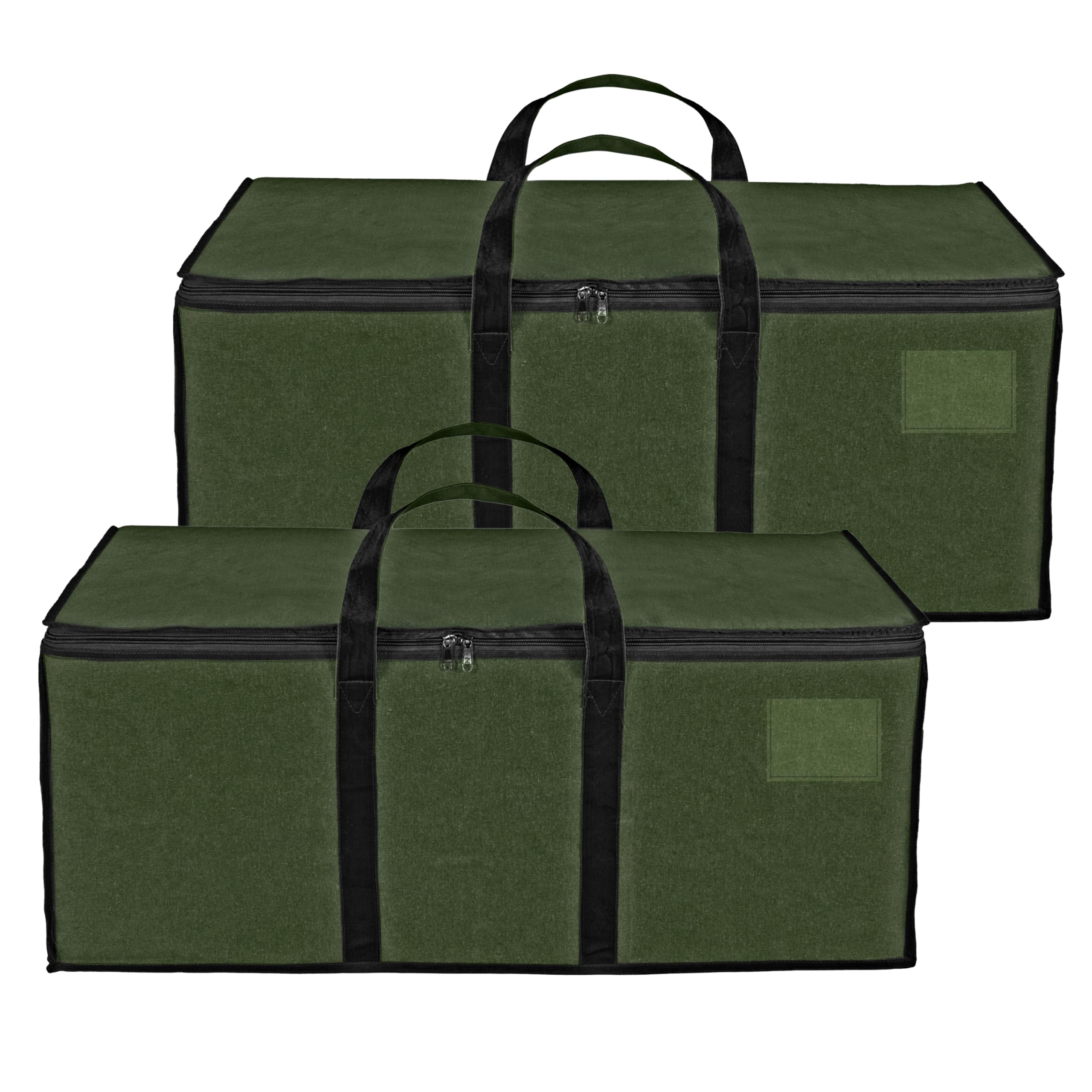 Storite 2 Pack Jumbo Super-Size 81 L Canvas Heavy Duty Storage Bag | for Toys/Stationery/Blankets/Clothes/Moisture Proof Moving Bags MultiPurpose With Strong Handles ArmyGreeen(87x26x36 cm)