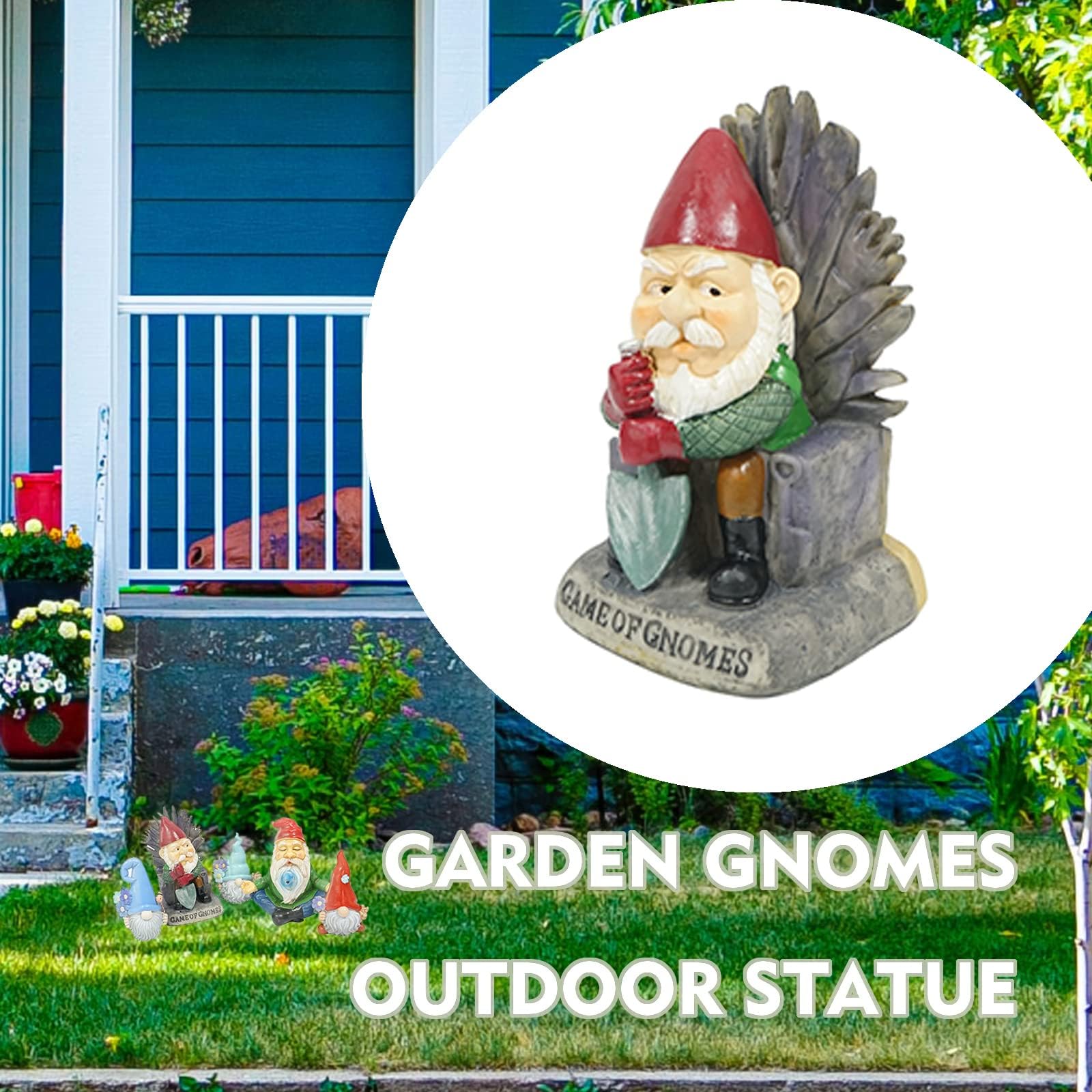EraSpooky Estatuas de gnomos de resina de 6 pulgadas, decoración al aire libre, esculturas novedosas, decoración de patio, césped, regalos divertidos de jardín