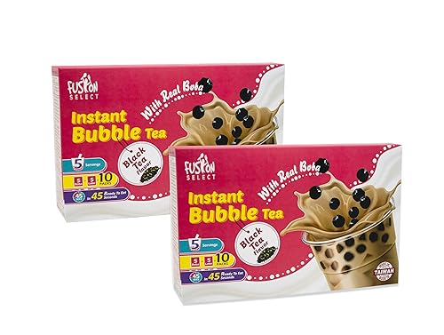 Fusion Select - Juego de té con burbujas de azúcar morena extra rico (5 paquetes) Bebida de te de burbujas, perlas de tapioca Boba, popotes, los