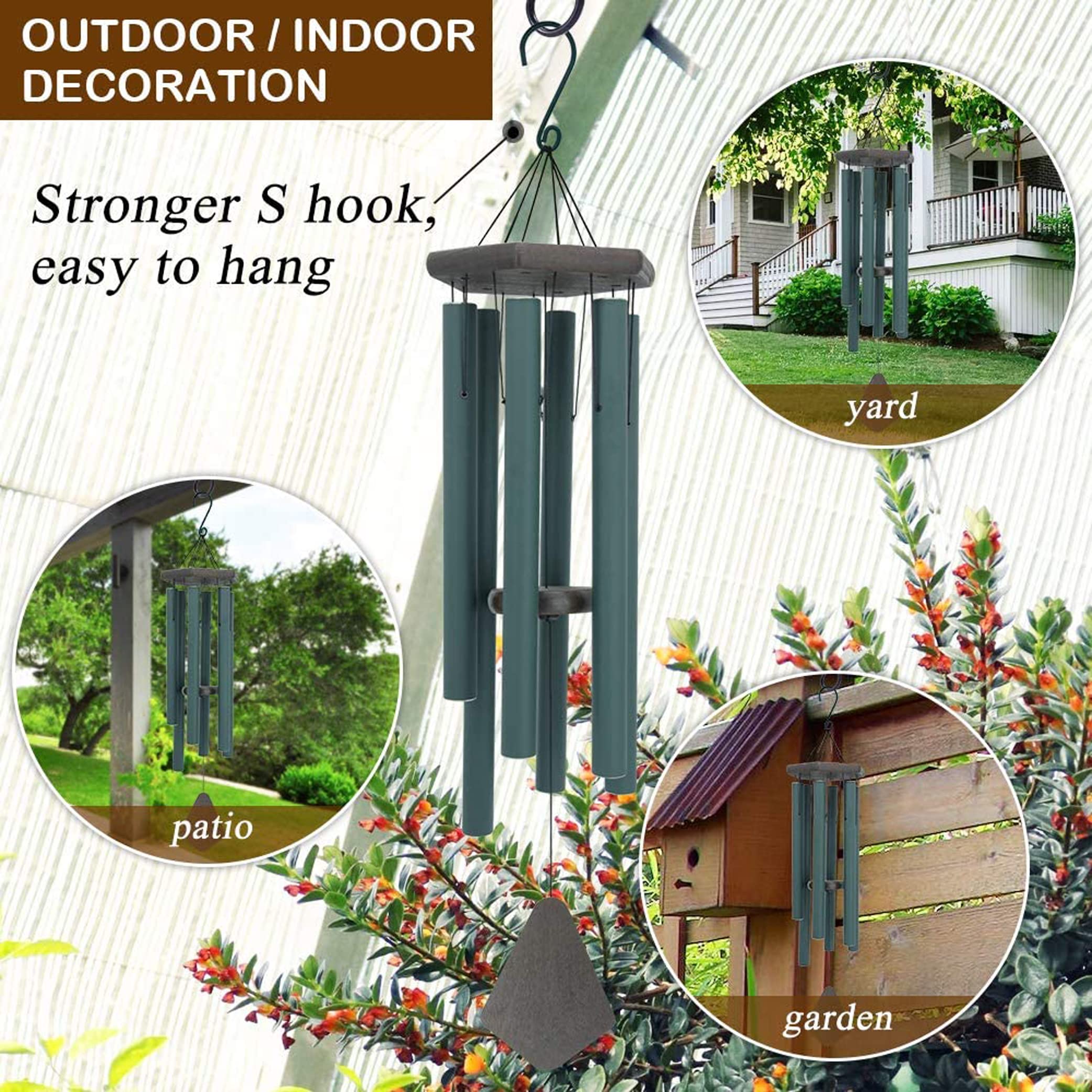 Large Wind Chime - Forest Green - Relaxation & Gift -5