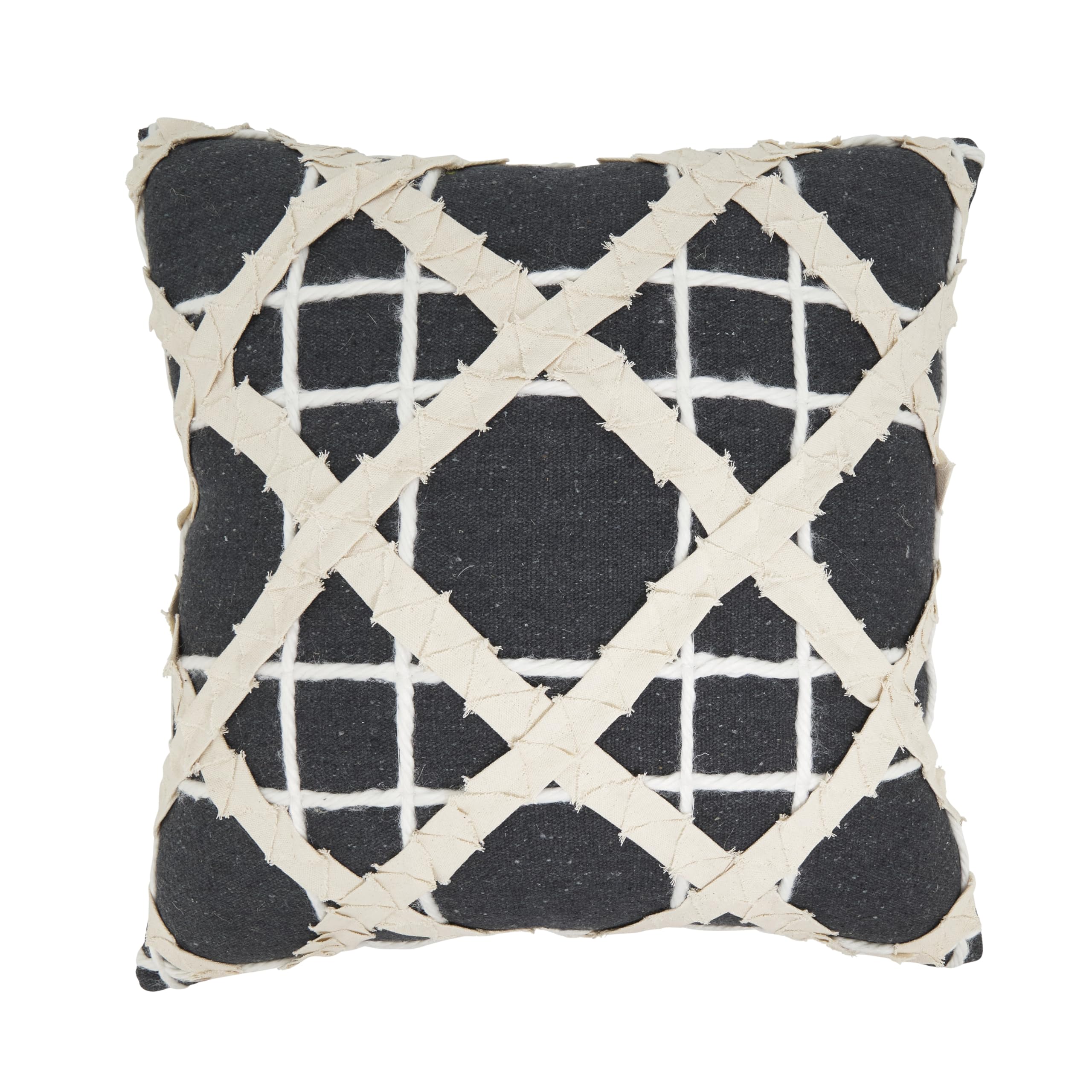 SARO LIFESTYLE Modern Cross Hatch Pillow Cover 20x20 Black