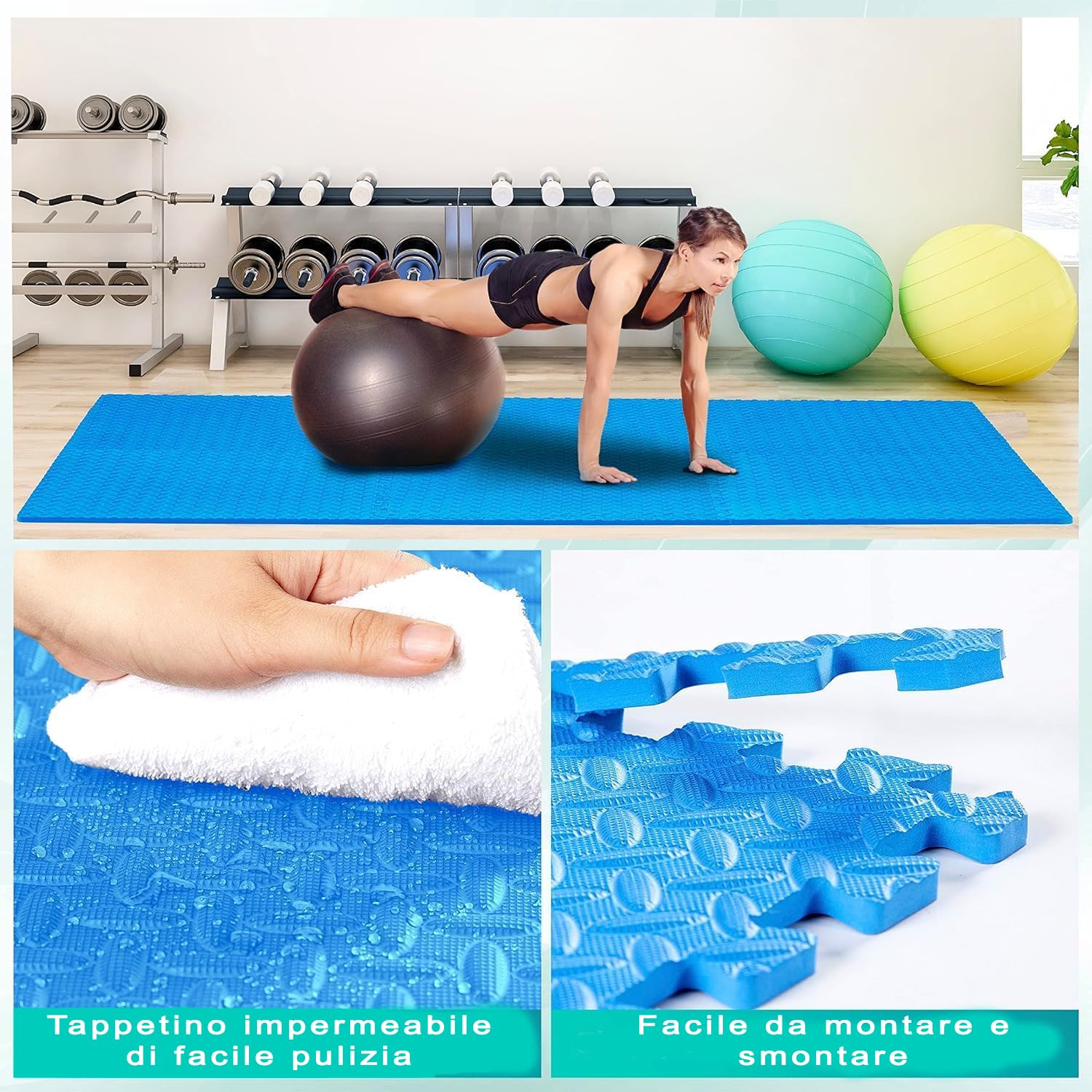Tappeto per esercizi puzzle extra spesso 2.5cm piastrelle ad incastro pavimenti protettivi l'allenamento attrezzature palestra Set 6pcs 60x60cm tatami profesional gimnasia artes marciales