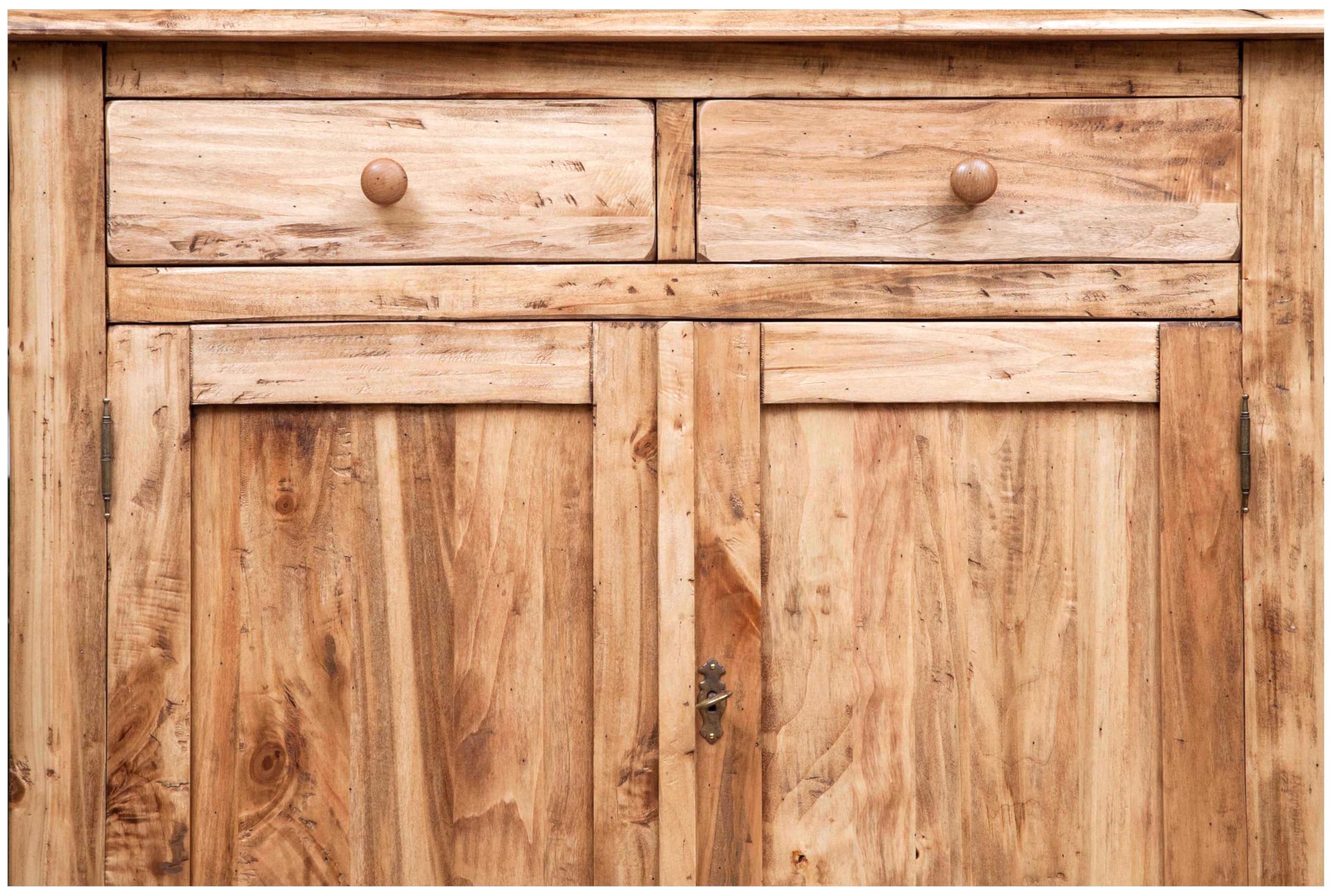 Biscottini Vetrina espositiva in Legno massello Naturale 107,5X43,5X238 cm - Credenza Legno o dispensa Cucina - Arredamento Shabby Chic casa - Mobile Cucina Vintage