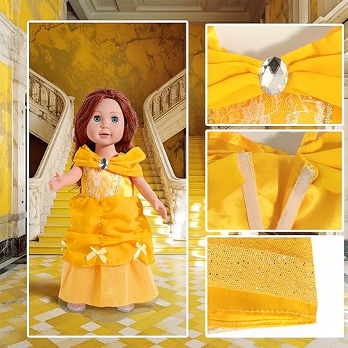 Miniatura 3 de Accesorios de ropa para muñecas de 18 pulgadas, 6 piezas de diferentes vestidos de princesa