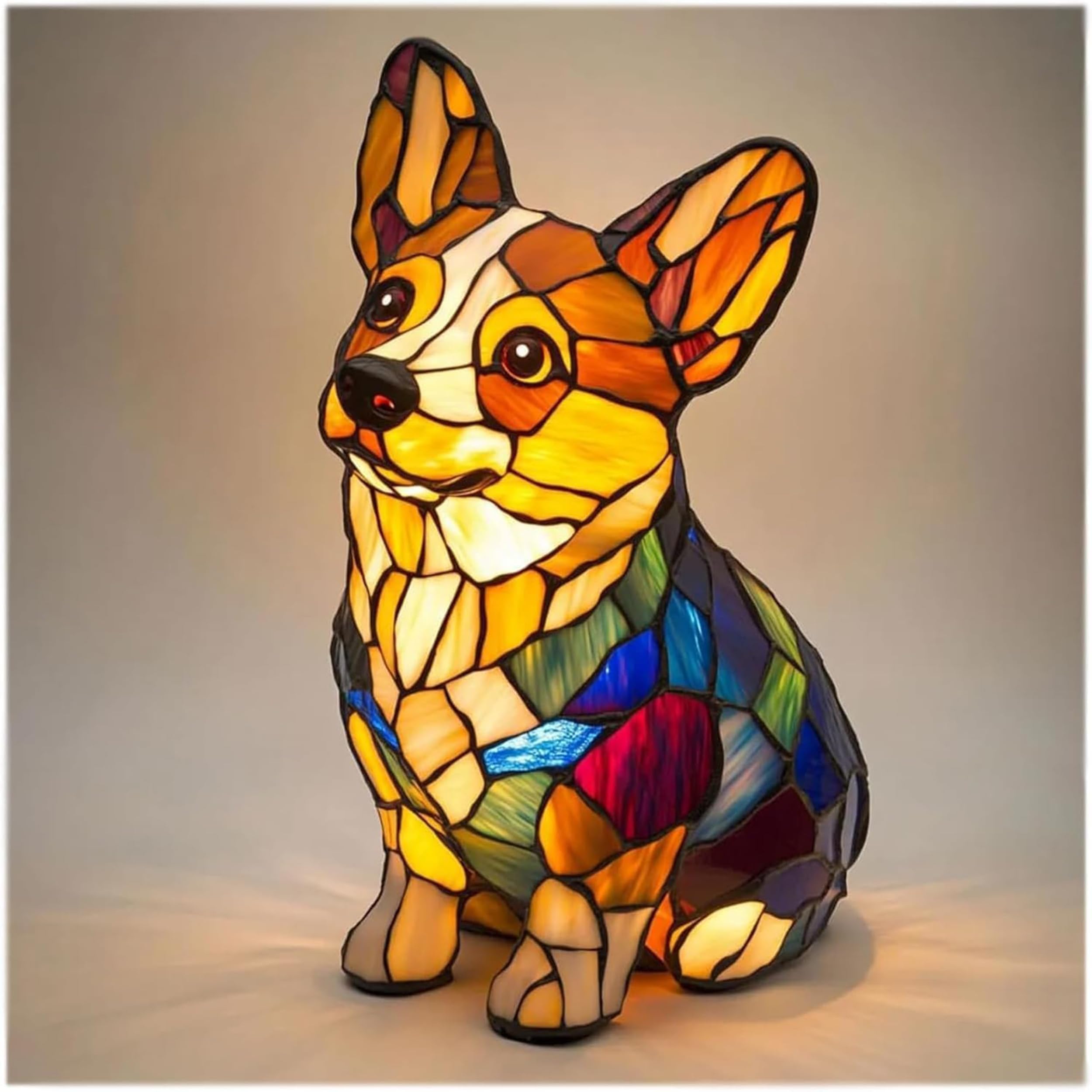 JSvsza Corgi Lamp, French Bulldog Lamp, Dachshund Lamps, Pug Lamps, Dog Series Art Night Light, Cute Pet Dogs Themed LED Table Lamps, Animal Light Home Decor, Fun Gift for Dog Lovers, Corgi A