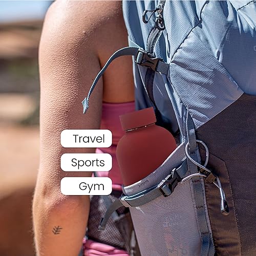 Miniatura 6 de MIZT Botella de agua de acero inoxidable de 17 onzas, doble pared aislada al vacío, a prueba de fugas, para niños y adultos, color borgoña profundo