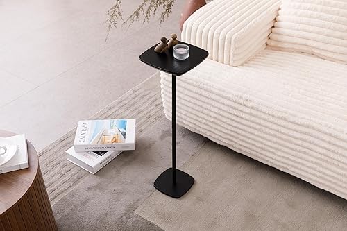 Miniatura 3 de Mesa pequeña con pedestal para bebidas, mesas auxiliares de madera, soporte para bebidas de cóctel Martini, mesa auxiliar cuadrada duradera con base