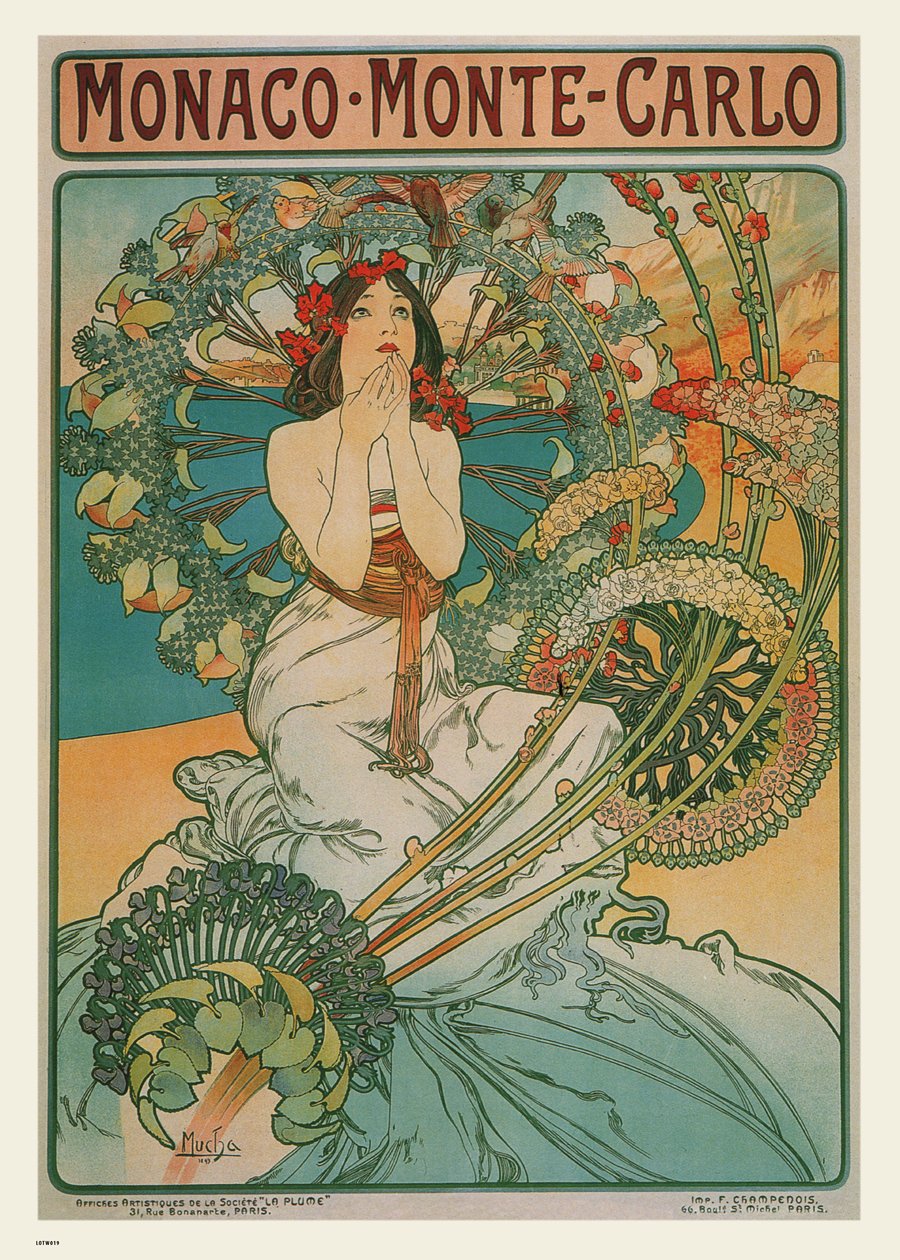 Onthewall Alphonse Mucha Monaco Art Nouveau 70X50cm Art Print